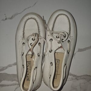 Sperry Kids White Moccasins